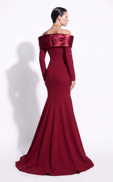 MNM Couture F02973A Off-shoulder Long-sleeve Sweetheart Gown