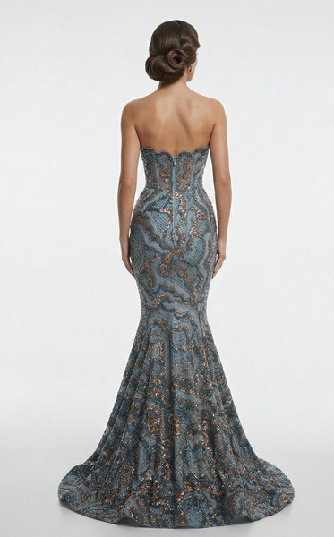 MNM Couture F03018 Beaded Sweetheart Neck Strapless Gown