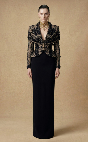 MNM Couture F03047 Embellished Long Sleeve Jacket Long Gown