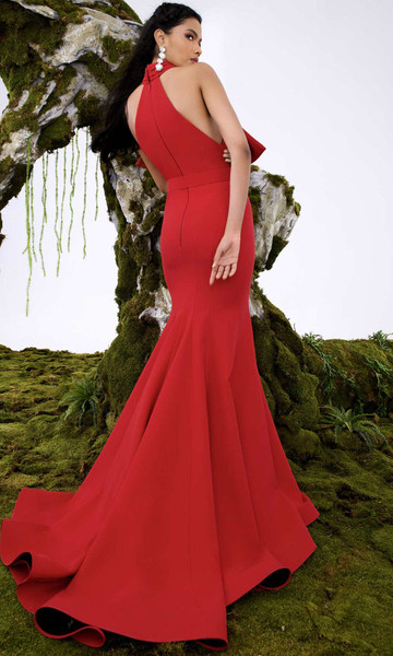 MNM Couture N0678 Satin Stretch Halter Neck Sleeveless Gown