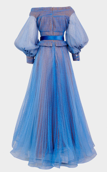 MNM Couture 2686 Organza Embroidered Puffed Sleeves Gown