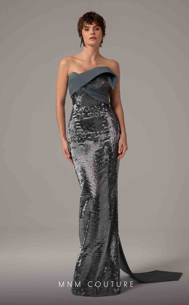MNM Couture E0087 Rayon Crepe Embroidered Asymmetric Gown