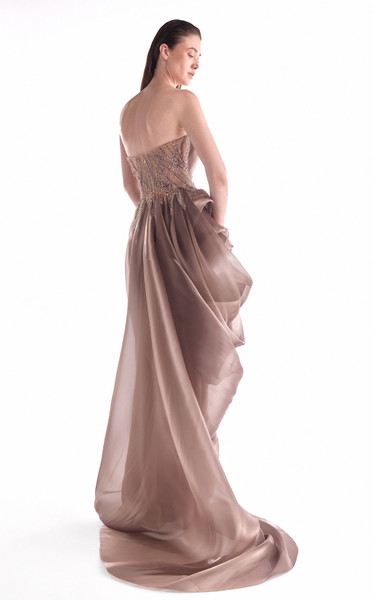 MNM Couture G2103 Liquid Organza Strapless Evening Gown