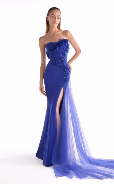MNM Couture G2149 Satin Tulle Embroidery Strapless Gown