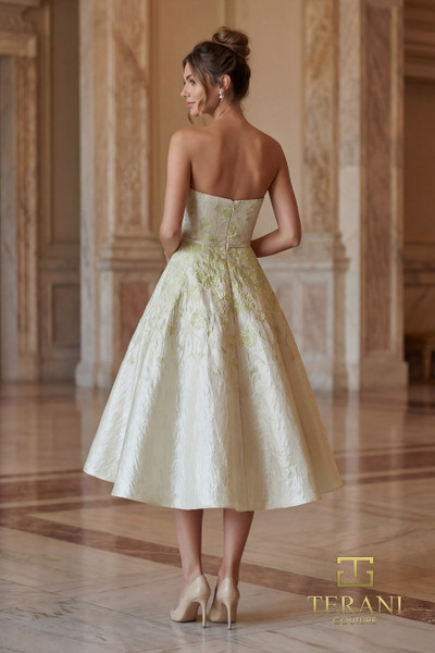 Terani Couture 262C7500 Jacquard Strapless Cocktail Dress
