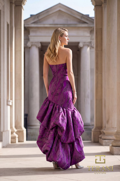 Terani Couture 262C7546 Brocade Bubble Hem Strapless Dress