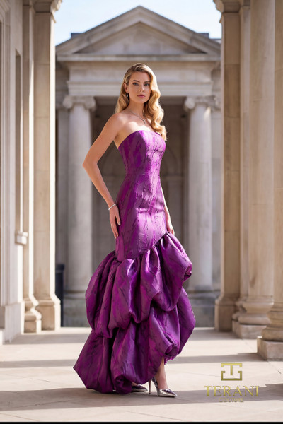 Terani Couture 262C7546 Brocade Bubble Hem Strapless Dress
