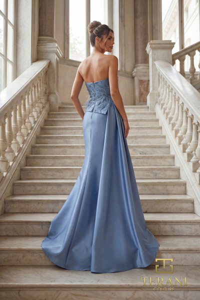 Terani Couture 262E7052 Mikado Tulle Lace Asymmetrical Gown