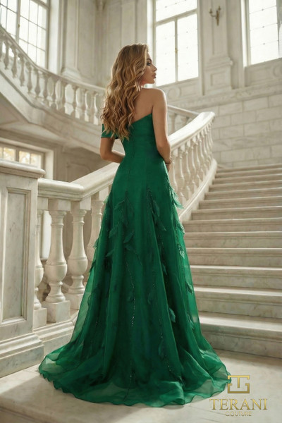 Terani Couture 262E7080 Mikado Organza Sheer Panel Gown
