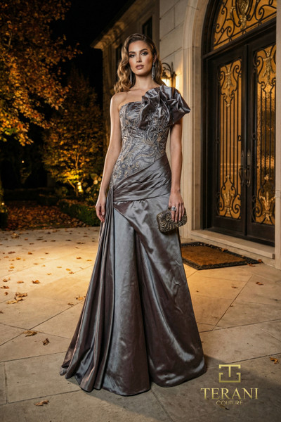 Terani Couture 262E7530 Taffetta Lace One-Shoulder Ballgown