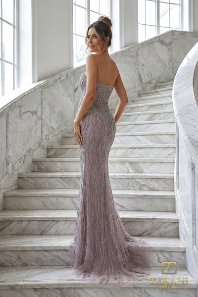 Terani Couture 262GL7180 Tulle Beaded Sweetheart Neck Gown