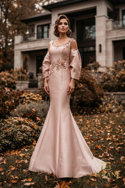Terani Couture 262M7253 Stretch Mikado Square Neck Gown