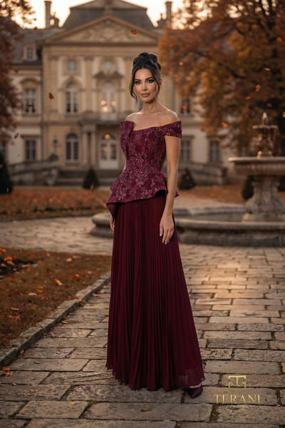Terani Couture 262M7287 Sequince Lace Chiffon Two-Piece Gown