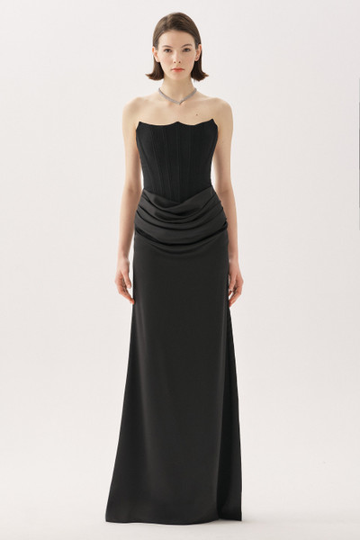 Tarik Ediz 66544 Crepe Satin Strapless Sleeveless Long Gown