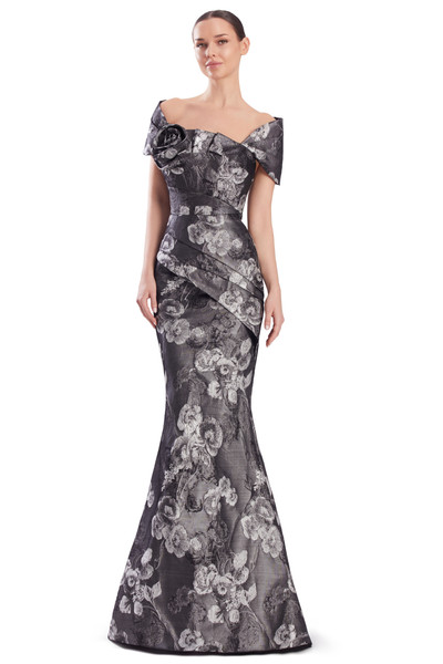 Alexander by Daymor 3315F26 Rosette Drape Bustier Long Gown