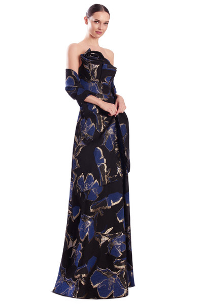 Alexander by Daymor 3316F26 Rosette Drape Strapless Gown