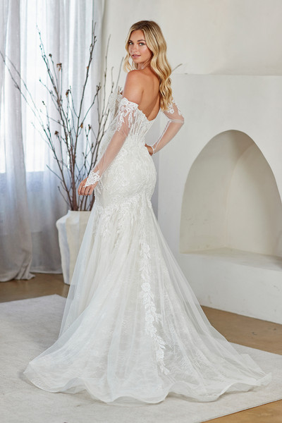 Amelia Couture 2155 Embroidered Scoop Neck Strapless Dress