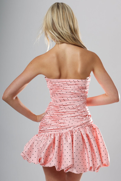Jovani 52226 Jacquard Polka Dot Bubble Strapless Mini Dress