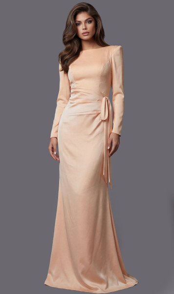 Jovani 51618 Satin One Shoulder Neckline Long Sleeve Gown