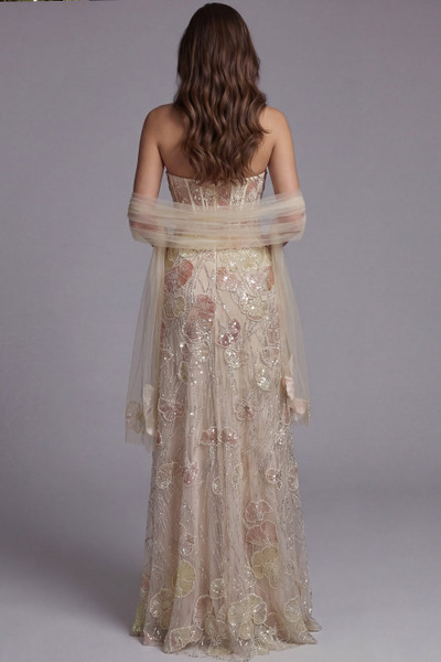 Jovani 49882 Floral Embellished Straight Neck Strapless Gown