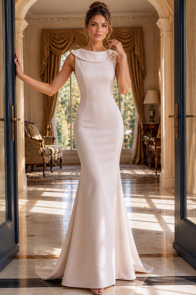 Jovani 50300 Crepe Draped Plunging V-Neck Sleeveless Gown