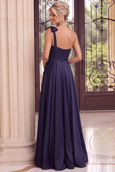 Jovani 49686 Satin Asymmetric One Shoulder Bow Ball Gown