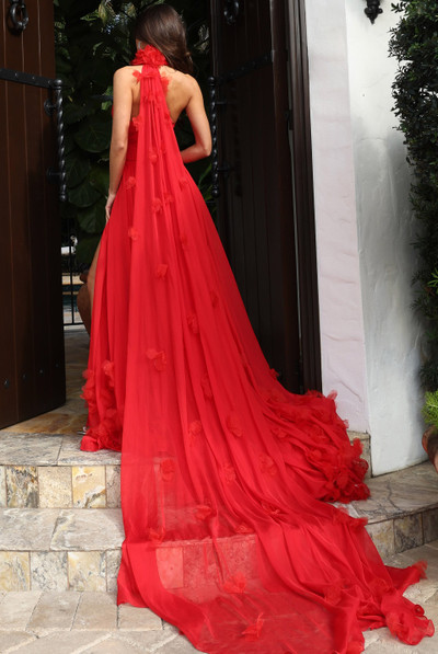 Jovani 42861 Chiffon Halter Neck Layered Skirt Pleated Gown