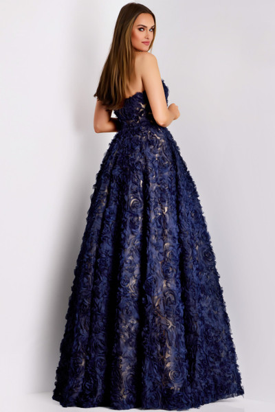 Jovani 41188 3D Floral Embroidered Strapless Ball Gown