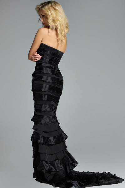 Jovani 44383 Organza Layers Tiered Ruffle Strapless Gown