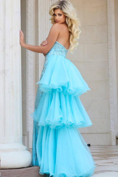 Jovani 24565 Beaded Embellishments Ruffled One-shoulder Gown