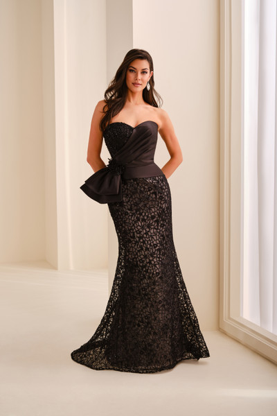 Ivonne D ID2201 Mikado Embroidered Tulle Strapless Dress