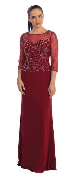 Dancing Queen DQ-9190 Sheer Quarter Sleeves Dress