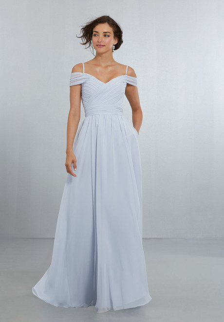 Morilee Bridesmaids 21566 Chiffon Off Shoulder A-Line Dress