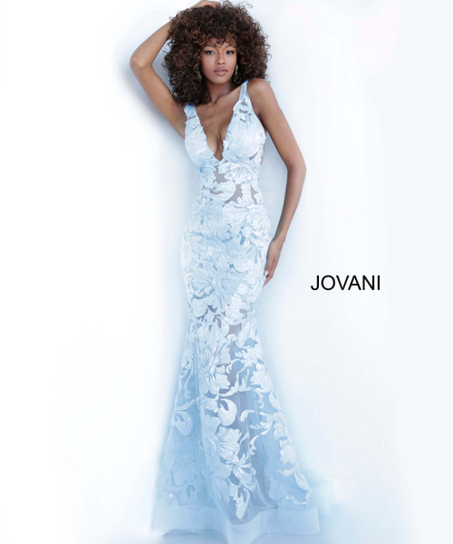 Jovani 60283 Sleeveless Plunging Neck Embellished Dress