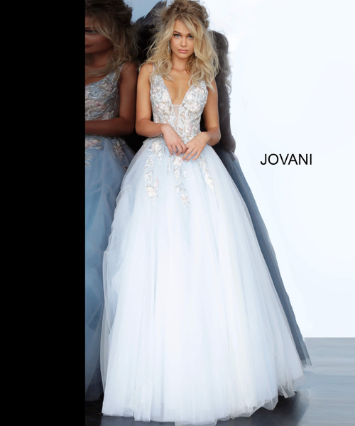 Jovani 11092 Tulle Floral Embroidered Prom Ballgown