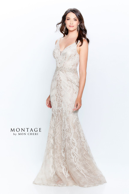 Montage by Mon Cheri 120921 Beading V-Neck Sleeveless Dress