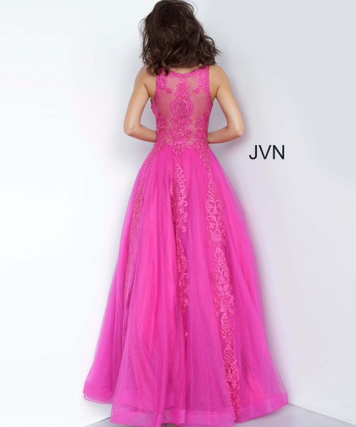 JVN by Jovani JVN59046 Embellished Sleeveless Tulle Gown