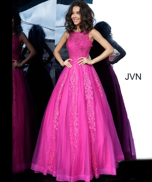 JVN by Jovani JVN59046 Embellished Sleeveless Tulle Gown