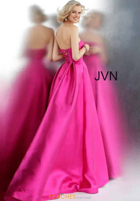 JVN by Jovani JVN62633 Chic Strapless Pleated Ballgown With Train