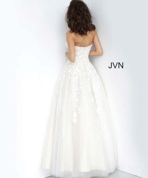 JVN by Jovani JVN1831 Strapless Sweetheart Neck Embroidered Gown