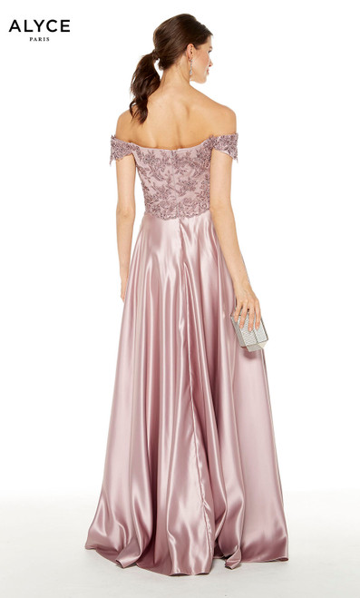 Alyce Paris 27393 Luxe Silk Satin Off Shoulder Long Dress