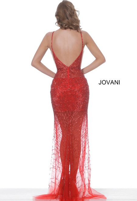 Jovani 02498 Beaded High Slit Prom Dress