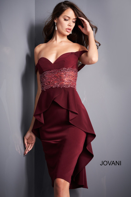 Jovani 04461 Off Shoulder Cocktail Dress