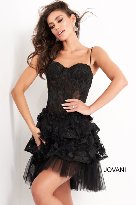 Jovani 3491 Floral Sweetheart Neck Cocktail Dress