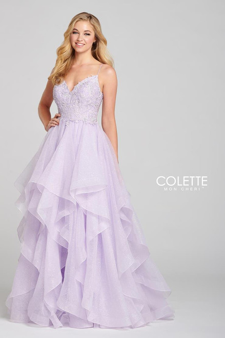 Colette by Daphne CL12129 Sleeveless Glitter A-line Gown