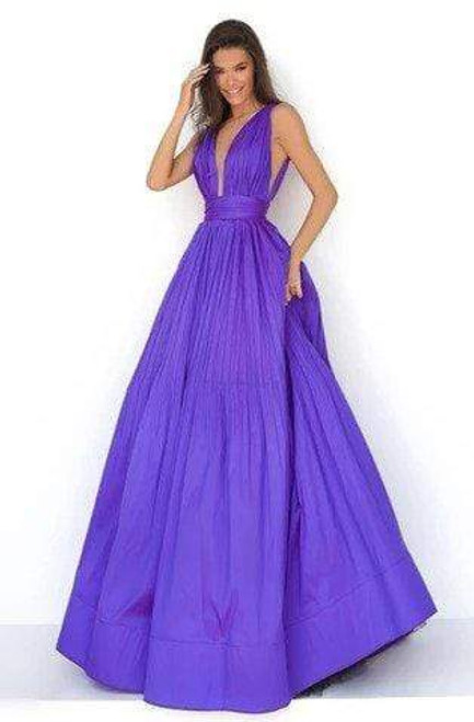 Tarik Ediz 50748 Sleeveless Deep V-neck Pleated Ballgown