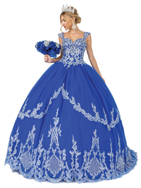 Dancing Queen 1576 Sweetheart Cap Sleeve Applique Ballgown