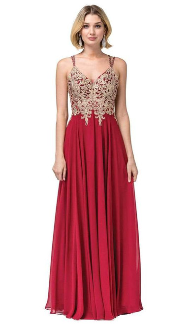 Dancing Queen 2890 Sleeveless Embroidered V-neck Dress