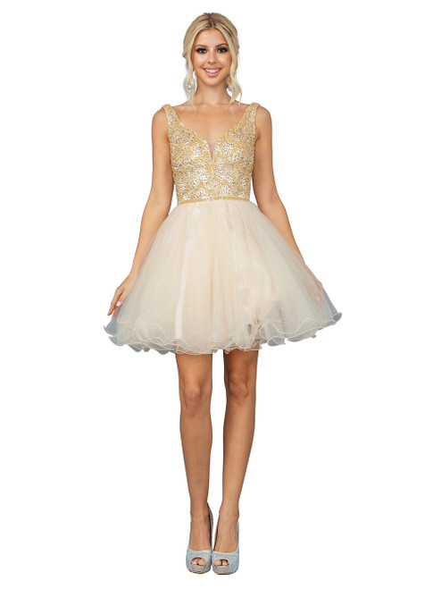 Dancing Queen 3243 Sweetheart Glitter Embellished Dress
