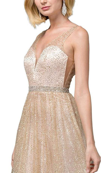 Dancing Queen 2834 Sleeveless Plunging V-neck A-line Gown